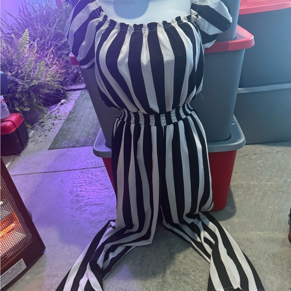 Black and White Striped Jumpsuit p37